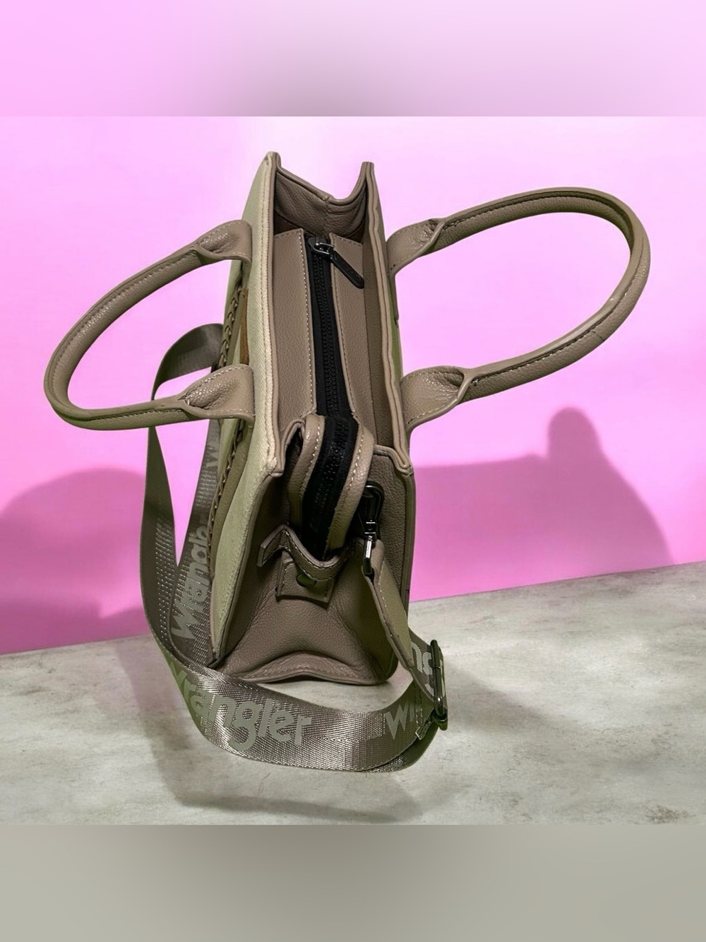 Wandler Beige Leather Messenger Bag with Logo Strap